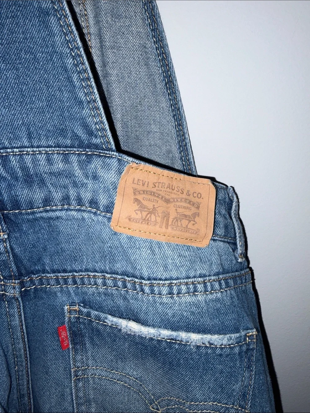 Levi's Dark Blue Kids Denim Short Overalls Size 12